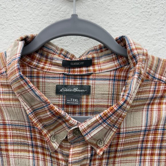 Eddie Bauer Classic Fit Gauze Cotton Plaid Long Sleeve Button Up Shirt Mens T3XL - Picture 2 of 7